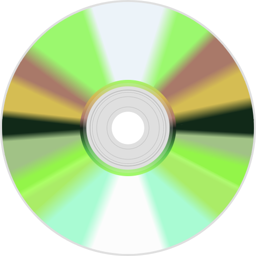 Frontalansicht einer leeren CD. Rund, mit Loch in der Mitte, die beschichteten Kreisflächend spiegeln das Licht.
