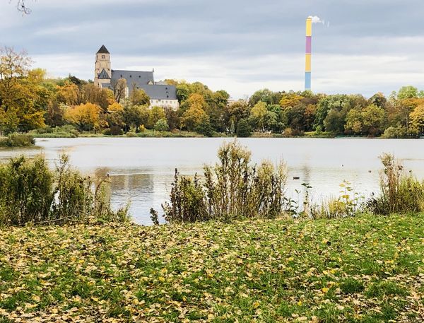 Chemnitz, Schlossteich, Schloss und Kraftwerksturm